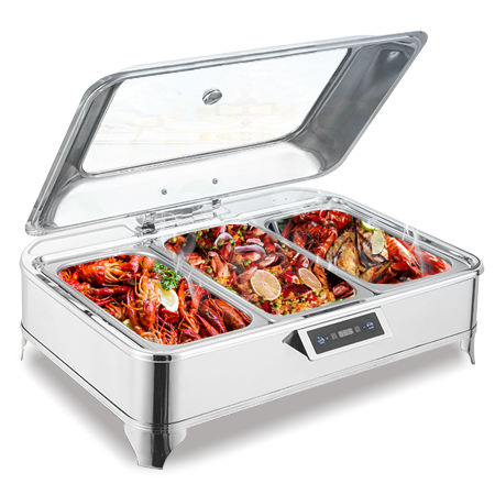 3044永利长方形豪华感应自助餐炉 一体电热304不锈钢早餐布菲炉